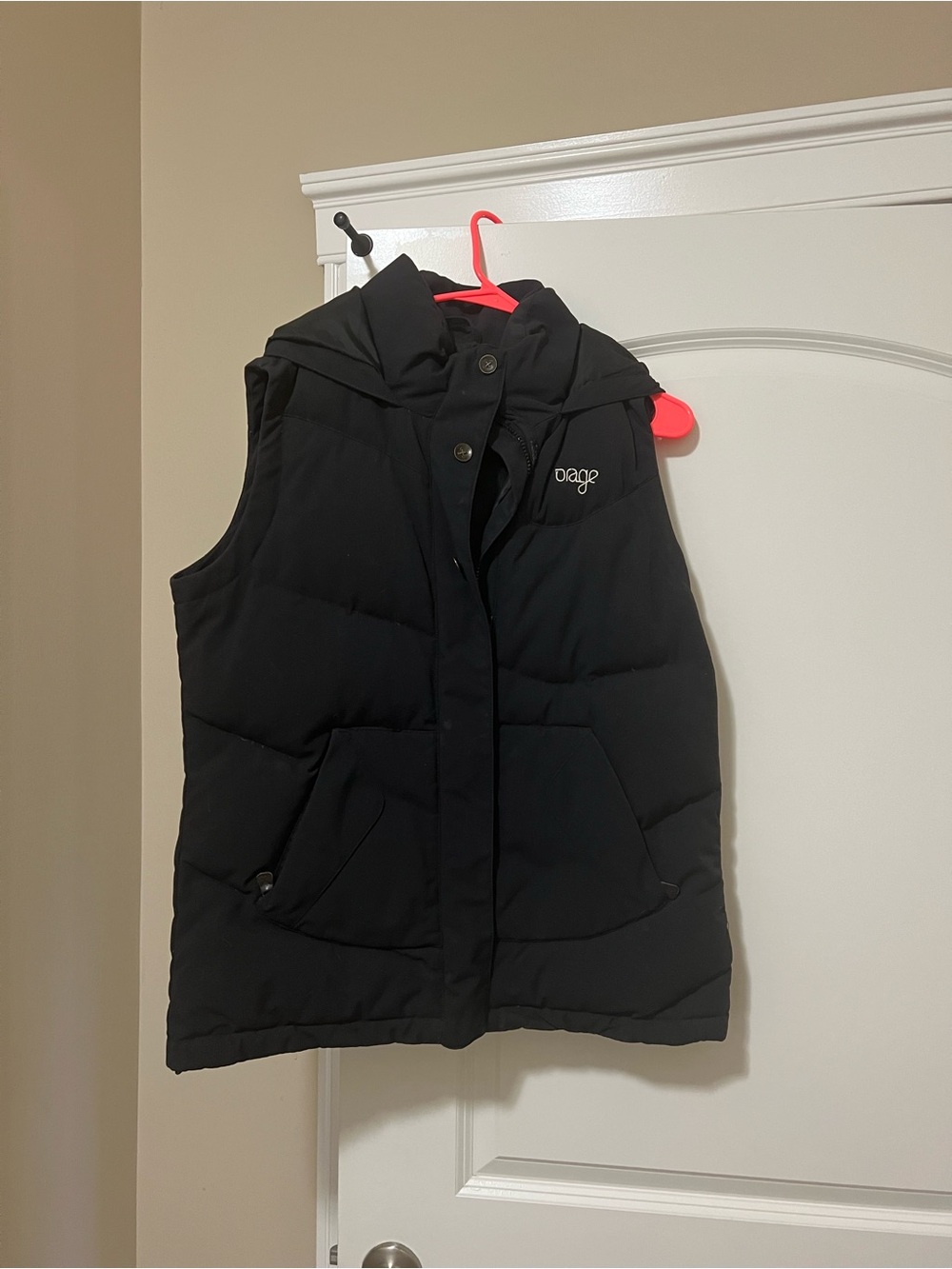 Orage Black Hooded Puffer Vest